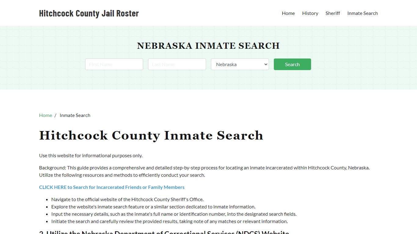 Hitchcock County, NE Detainee Lookup