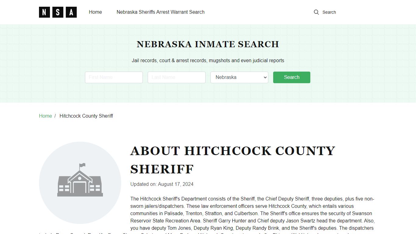 Hitchcock County Sheriff, Nebraska and County Jail Information